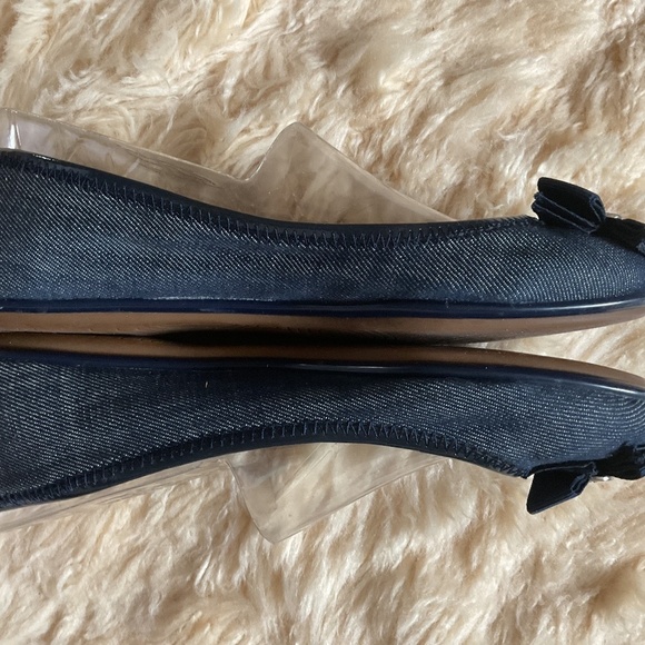 COACH BLUE DENIM TEXTILE BOW COACH DECOR BALLERINA FLAT SIZE US 8.5 - Picture 3 of 13